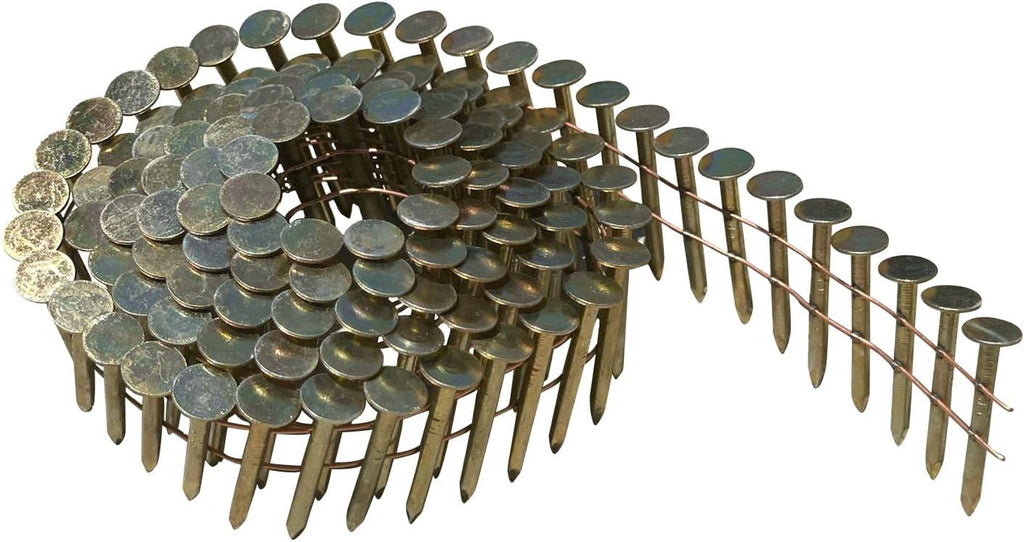 Sandbaggy 1-1/4' Coil Roofing Nails For Shingles - 15 Degree - Galvanized - Wire Collated, 11 Gauge - 120 Nails Per Coil (240)