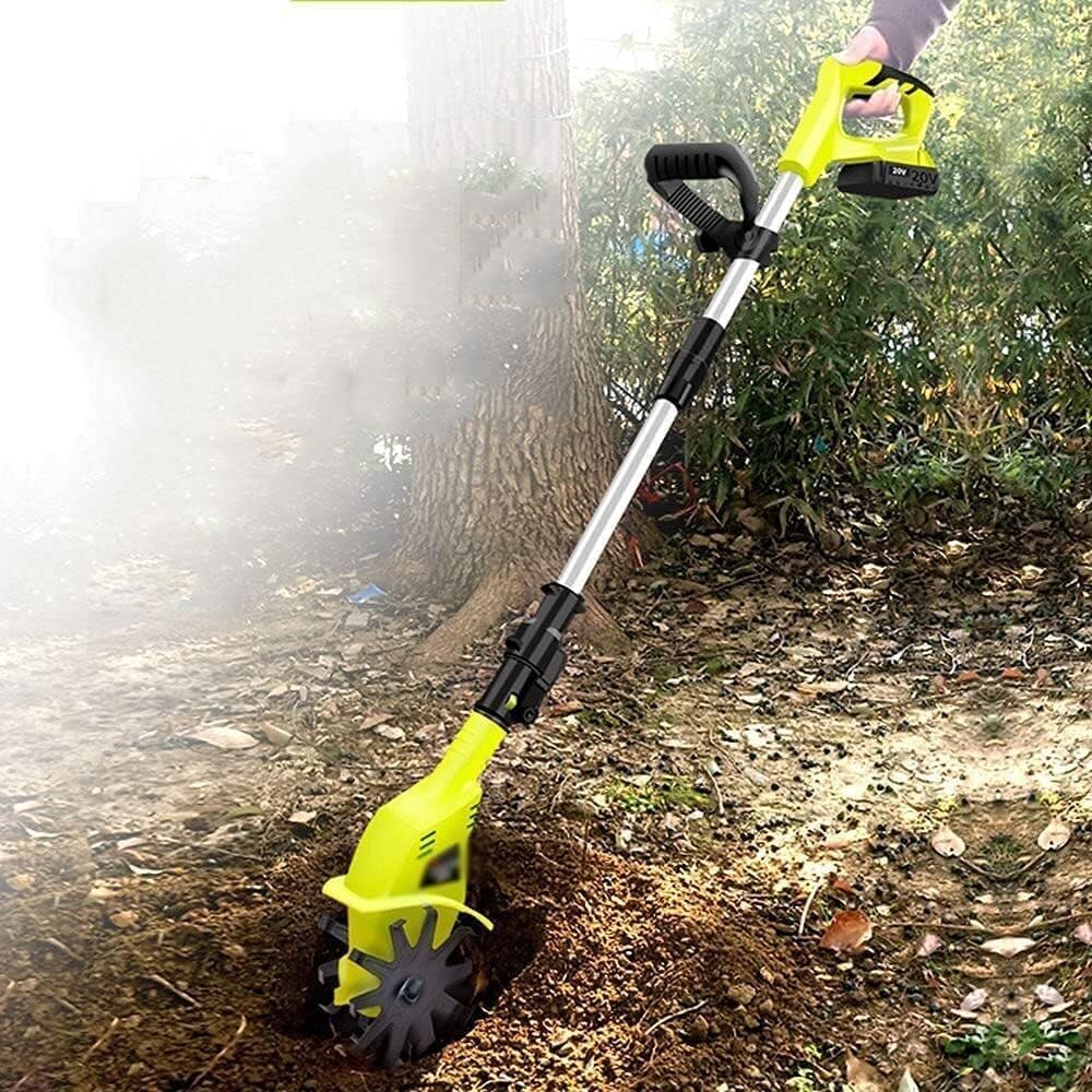 MekUk Garden Tiller & Cultivator Cordless Tiller, with A 4000mah Lithium Battery and Charger, Adjustable Handle, Portable Cultivator for Gardens for Garden Care Compacted Soils and Lawn Yard