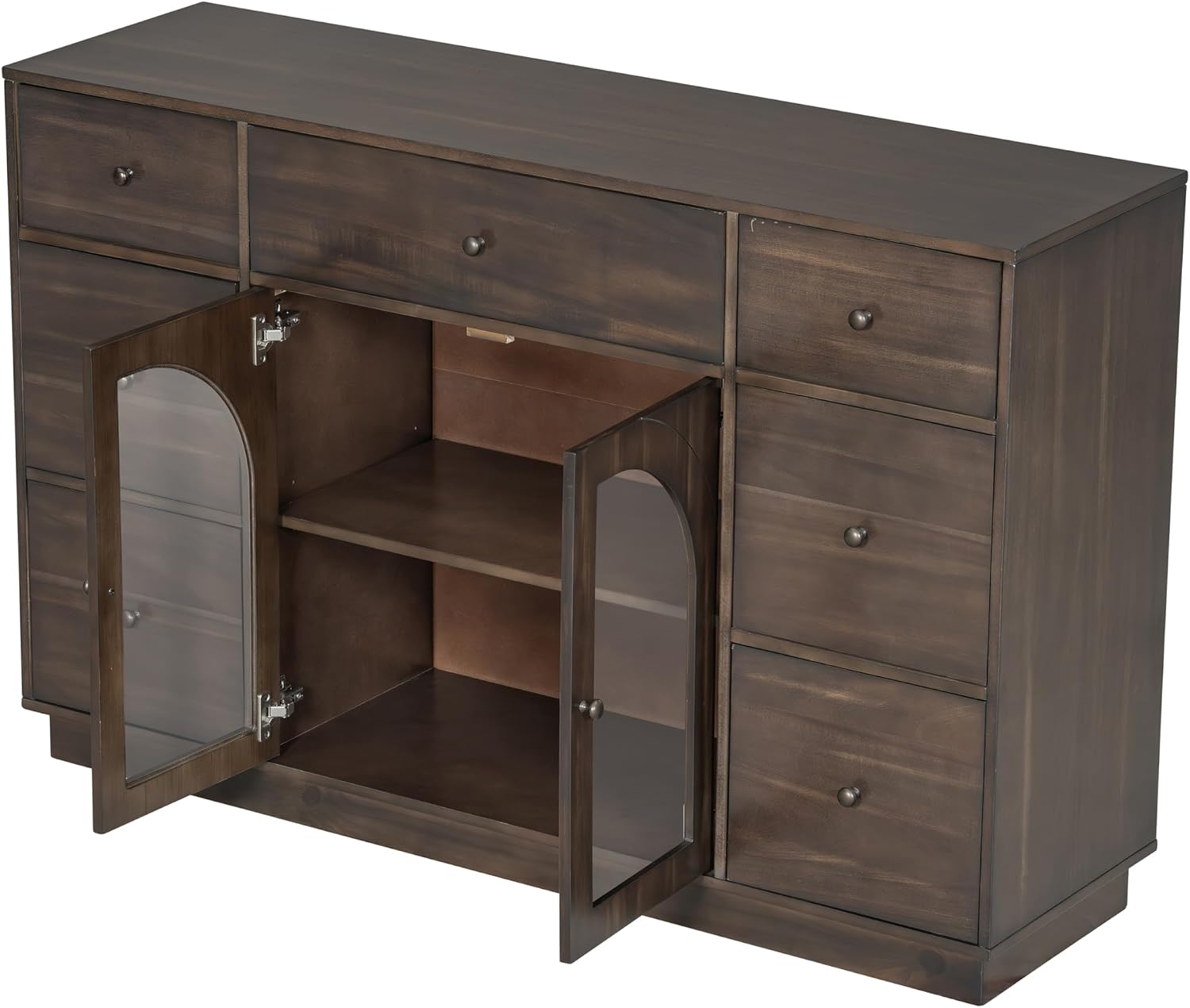 Christopher Knight Home Mia Modern Storage Cabinet with Doors and Drawers, Wooden Sideboard Cabinet with Adjustable Shelf, Freestanding Buffet Cabinet with Storage for Dining Room, Dark Brown
