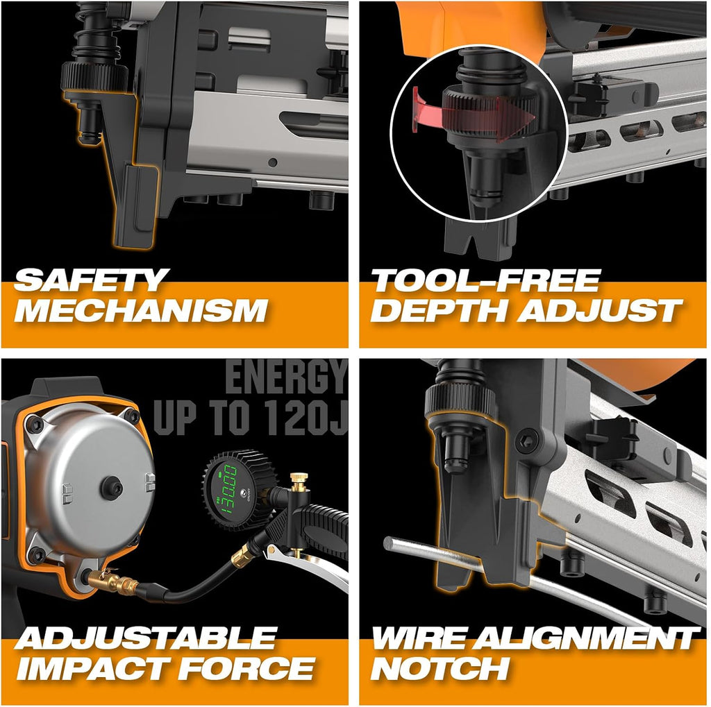 Freeman 20V Cordless 9-Gauge Fencing Stapler/Staple Gun Kit, Includes Battery, Charger, T-Handle & Case | Tool-Free Depth Adjust, Reload Indicator, Wire Alignment Notch | PE20VFS9