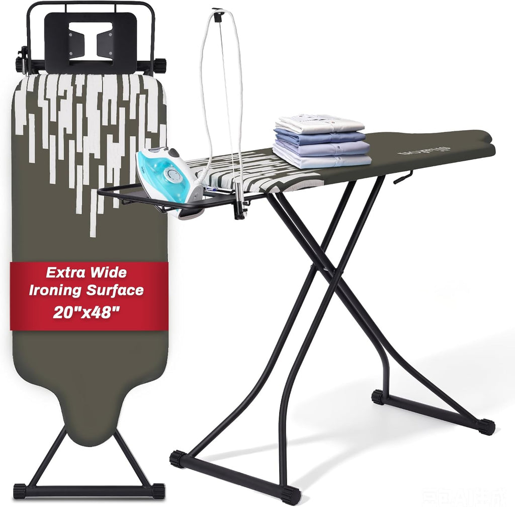 Extra Large Ironing Board with Hang Rail and Iron Rest 64' L x 20' W x 38' H (Large with Sliding Iron Rest)