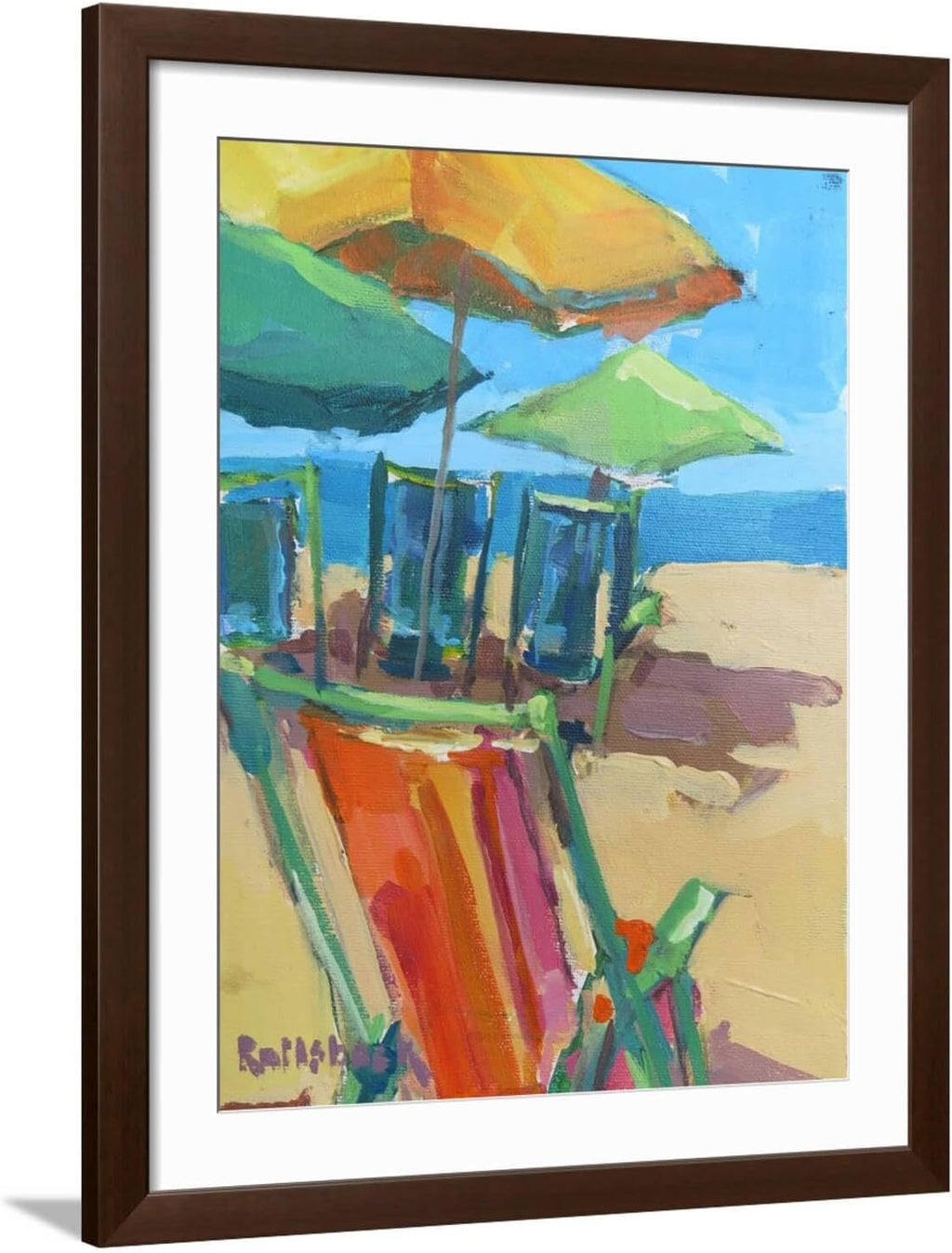 ART.COM Wall Art Print Beach Days on Brown Frame by Page Pearson Railsback, 32' x 40'