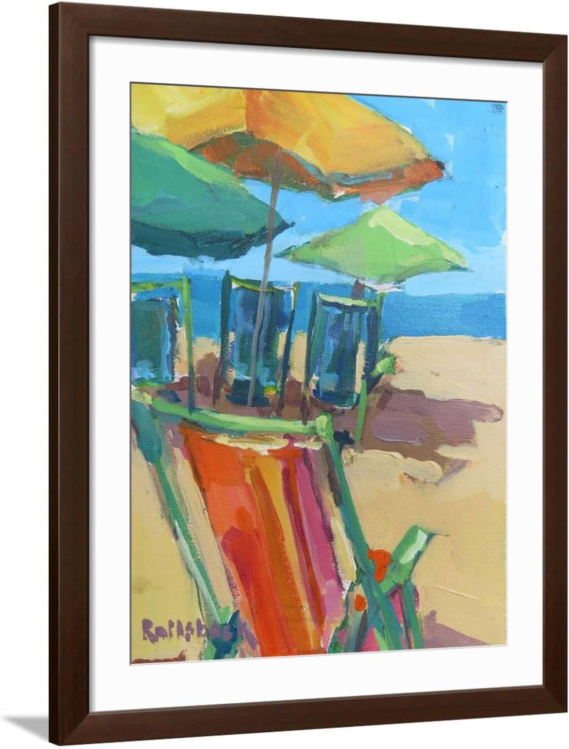 ART.COM Wall Art Print Beach Days on Brown Frame by Page Pearson Railsback, 32' x 40'