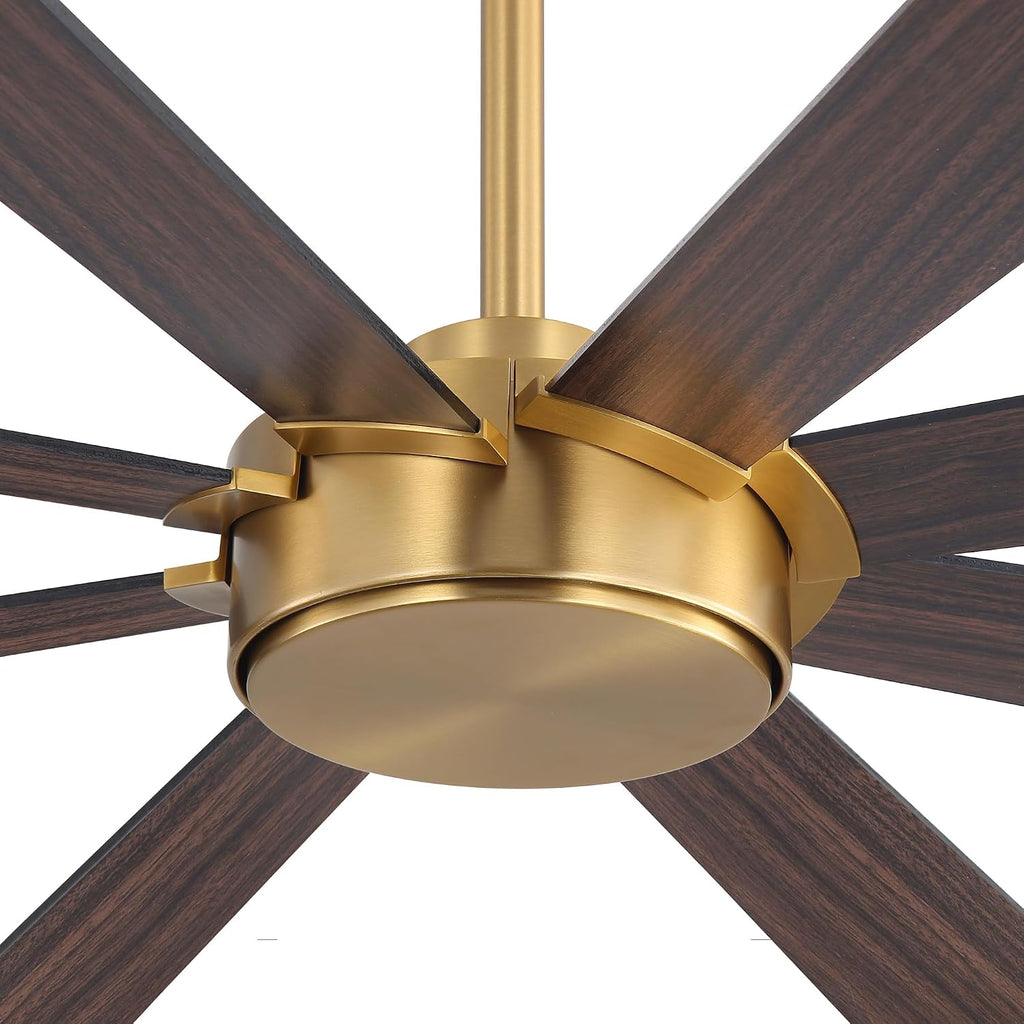 WINGBO 72' Ceiling Fan without Light, Modern Large Ceiling Fan with Remote Control, 6-Speed Reversible Noiseless DC Motor, Gold and Walnut/Black Blades for Living Room, Bedroom & Covered Outdoor