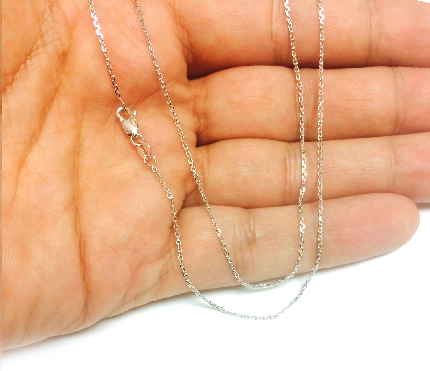 Jewelry Affairs 14k White Gold Cable Link Chain Necklace, 1.1mm