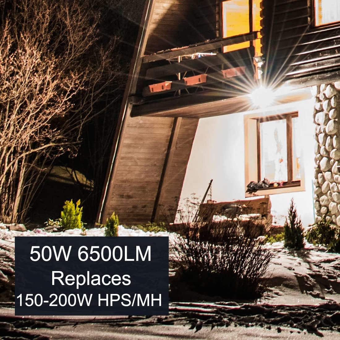 kadision LED Flood Light Outdoor 50W, 6500LM (200W HPS/MH Equiv.) 5000K Daylight, Waterproof Knuckle Mount LED Outdoor Flood Lights for Garden Porch Yard, 100-277V ETL-Listed 3-Pack