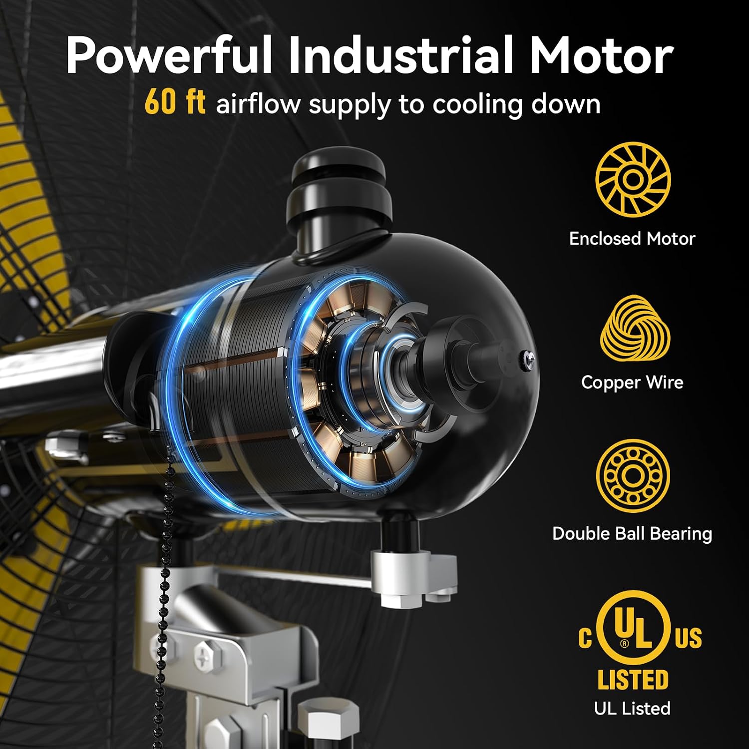 CCGIRU 9600 CFM 30' Outdoor Wall Mount Fans, High Velocity 3-Speed Waterproof Professional Oscillating Wall Fan, Heavy Duty Industrial Fan for Commercial, Garage, Warehouse, UL Listed