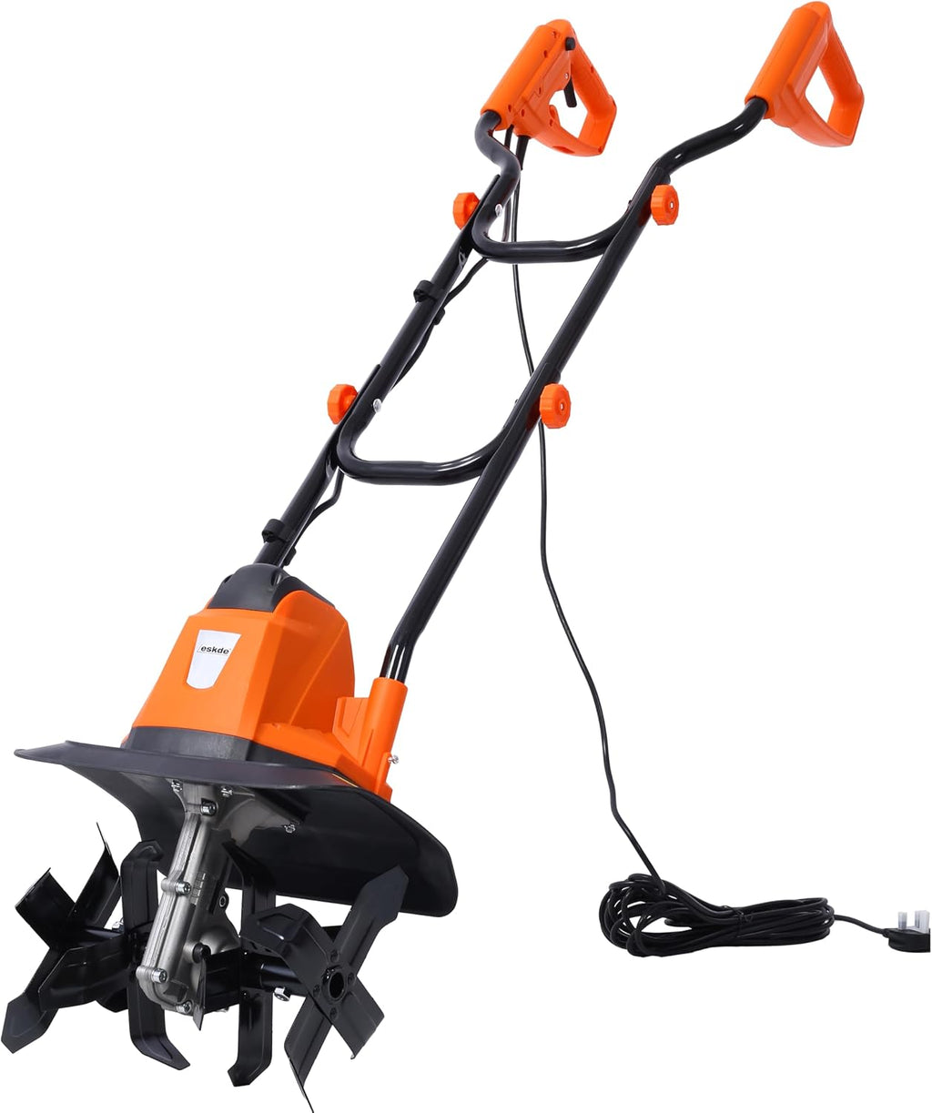 Electric Tiller Rotavator and Cultivator for Garden - Powerful 1050W for Ground Preparation | 32cm Cultivating Width, 22cm Depth Garden Tiller Cultivator Rotovator