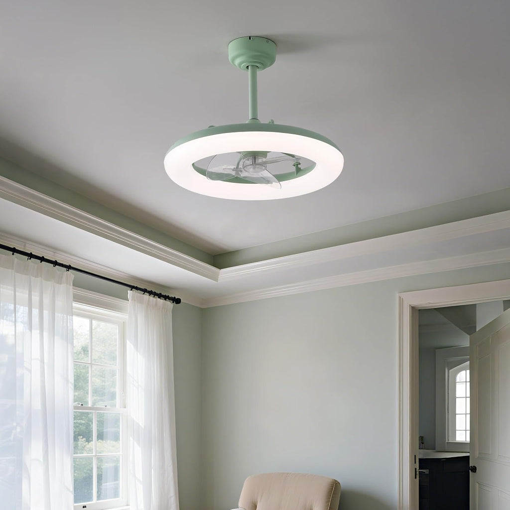 OVAL AIR AIR8001B Piero 21.5' Contemporary Minimalist 6-Speed Metal Mobile-App/Remote-Controlled Dimmable Smart Integrated LED Ceiling Fan Bedroom, Living Room, Dining Room, Pistachio Gelato