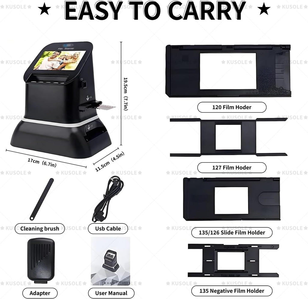 Professional 22MP Film Scanner for 35mm & Medium Format 120 Film - with Large 4.3' LCD to Scan Negatives & Slides in High Resolution