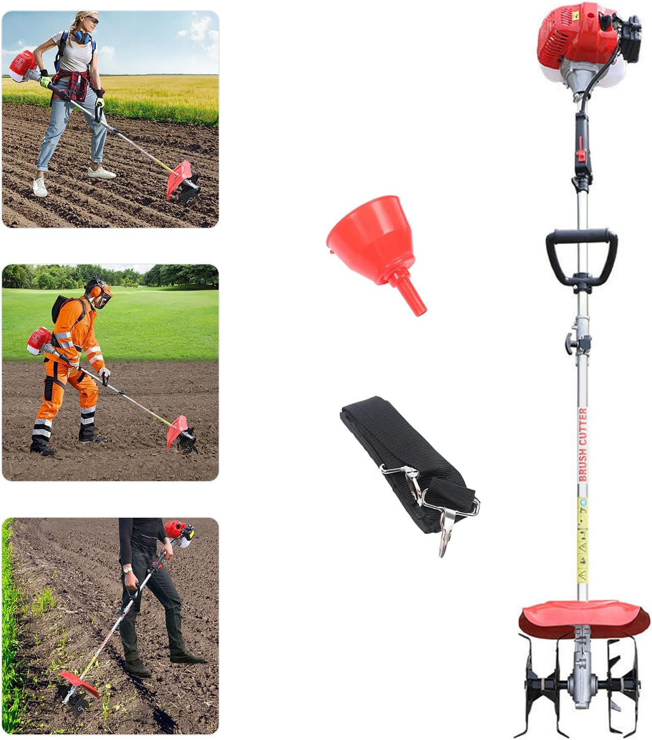 Garden Tiller, 42.7CC 2 Stroke Cultivator, 1.25KW 6500Rpm Gas Powered Hand Rotary Cultivator Rototiller, W/1.1L Large Fuel Tank, Tilling Width/Depth(9inch/3.5inch) for Plowing, Tilling, Etc
