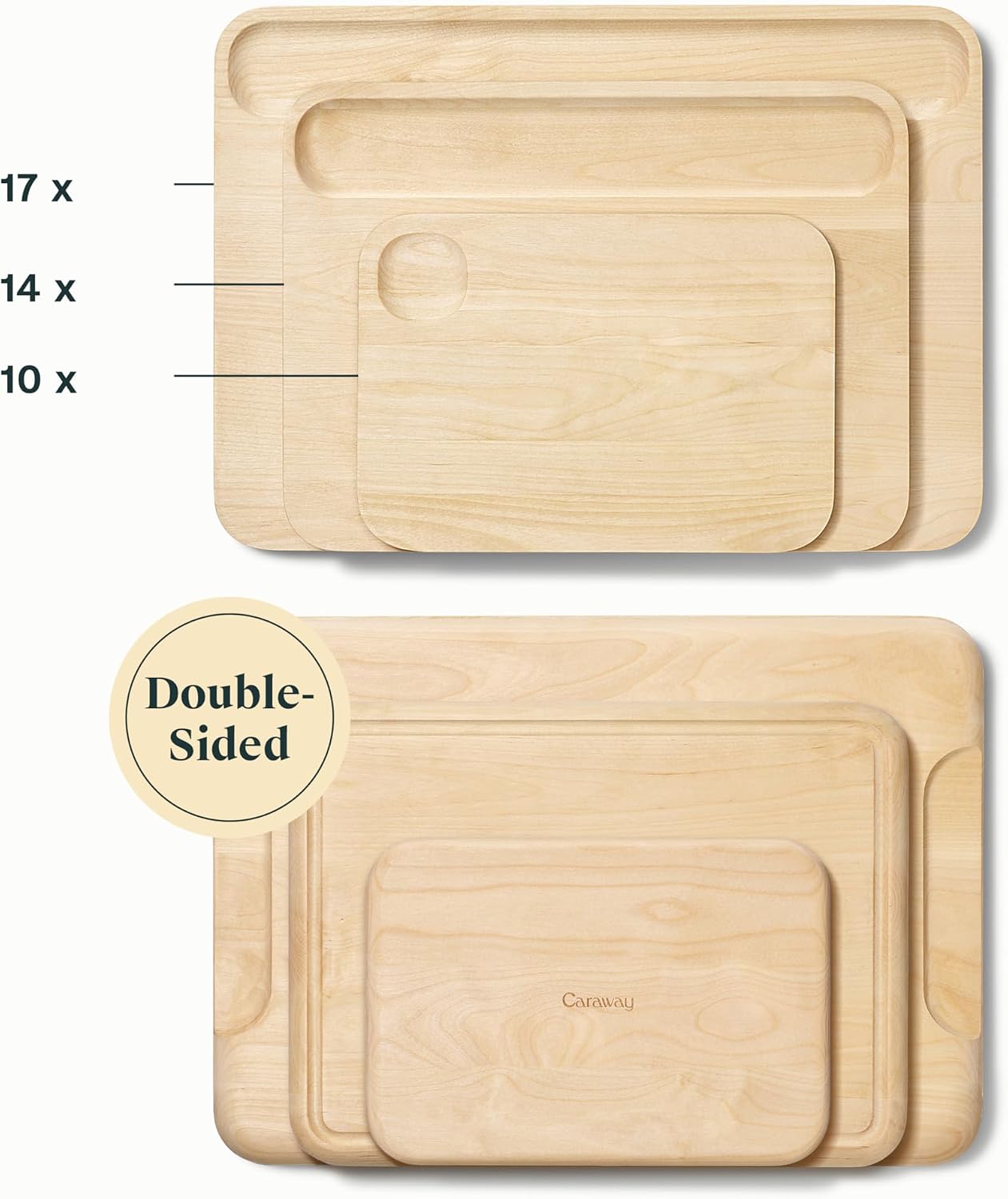 Caraway Cutting Board - Large (17 x 12') - Double Sided Wood Cutting Board - Made From FSC-Certified Wood - Food-Safe Mineral Oil & Wax Finish