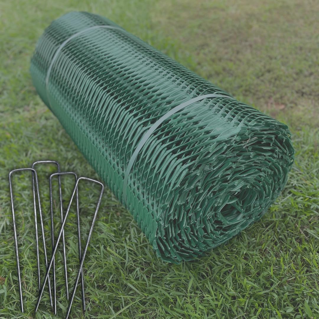 Grass Protection Mesh w/Accessories - 3'x50' Roll (150sf) - Reinforcement for Grass Parking, Driveways, Parking, Turf Protection - Includes 50 Landscape Staples Packaged w/Roll