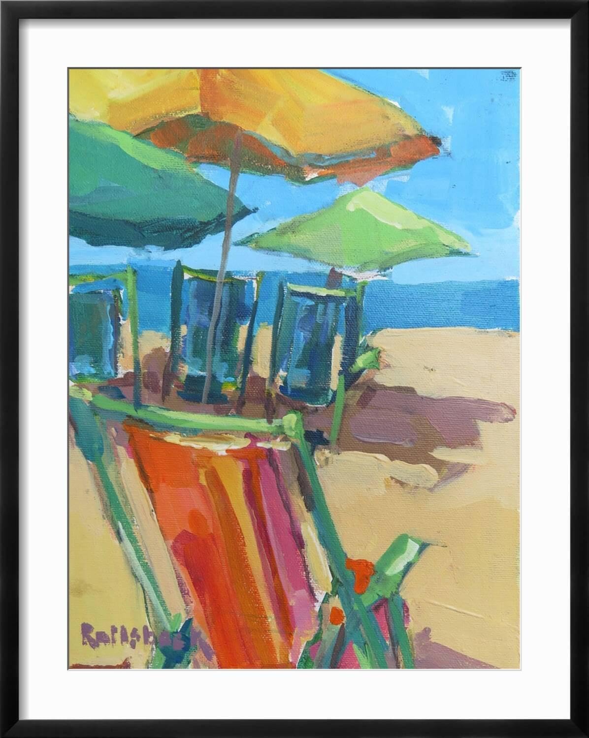ART.COM Wall Art Print Beach Days on Black Frame by Page Pearson Railsback, 23' x 29'