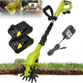Cordless Tiller Cultivator 20V 250RPM Electric Tiller Handheld Battery Powered Garden Cultivator w/Telescopic Rod 97-127cm for Lawn,Farms,Yard(Cultivation Width 3.94'/Depth: 9.84'),2batteries