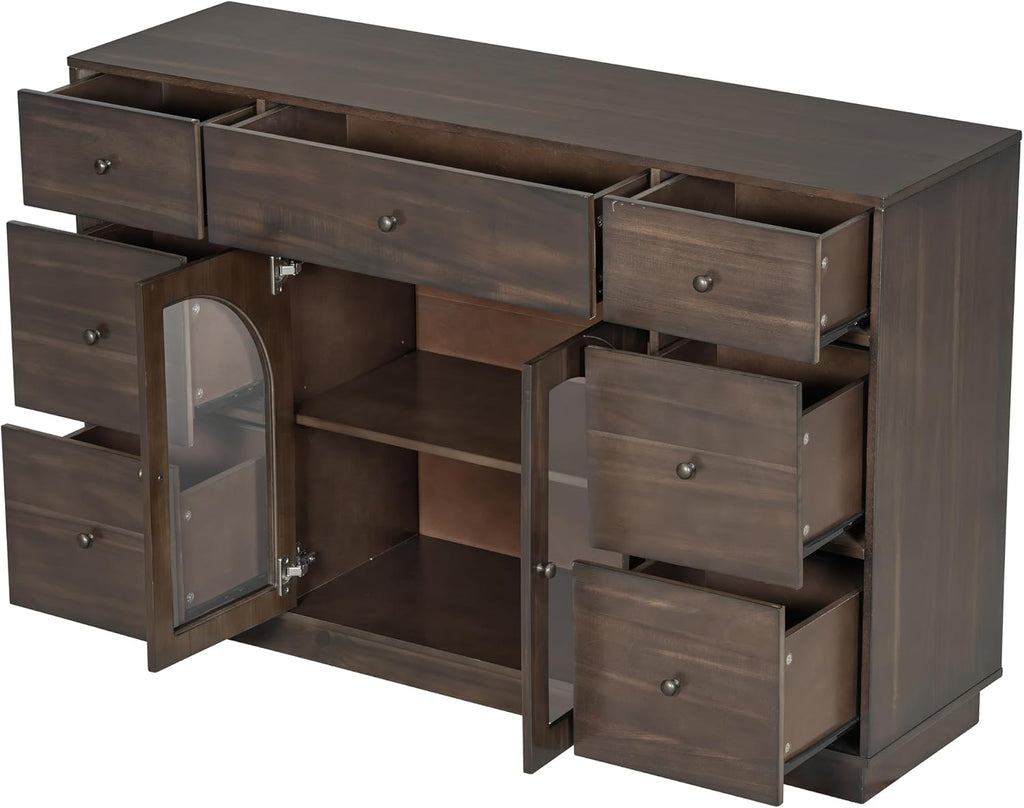 Christopher Knight Home Mia Modern Storage Cabinet with Doors and Drawers, Wooden Sideboard Cabinet with Adjustable Shelf, Freestanding Buffet Cabinet with Storage for Dining Room, Dark Brown