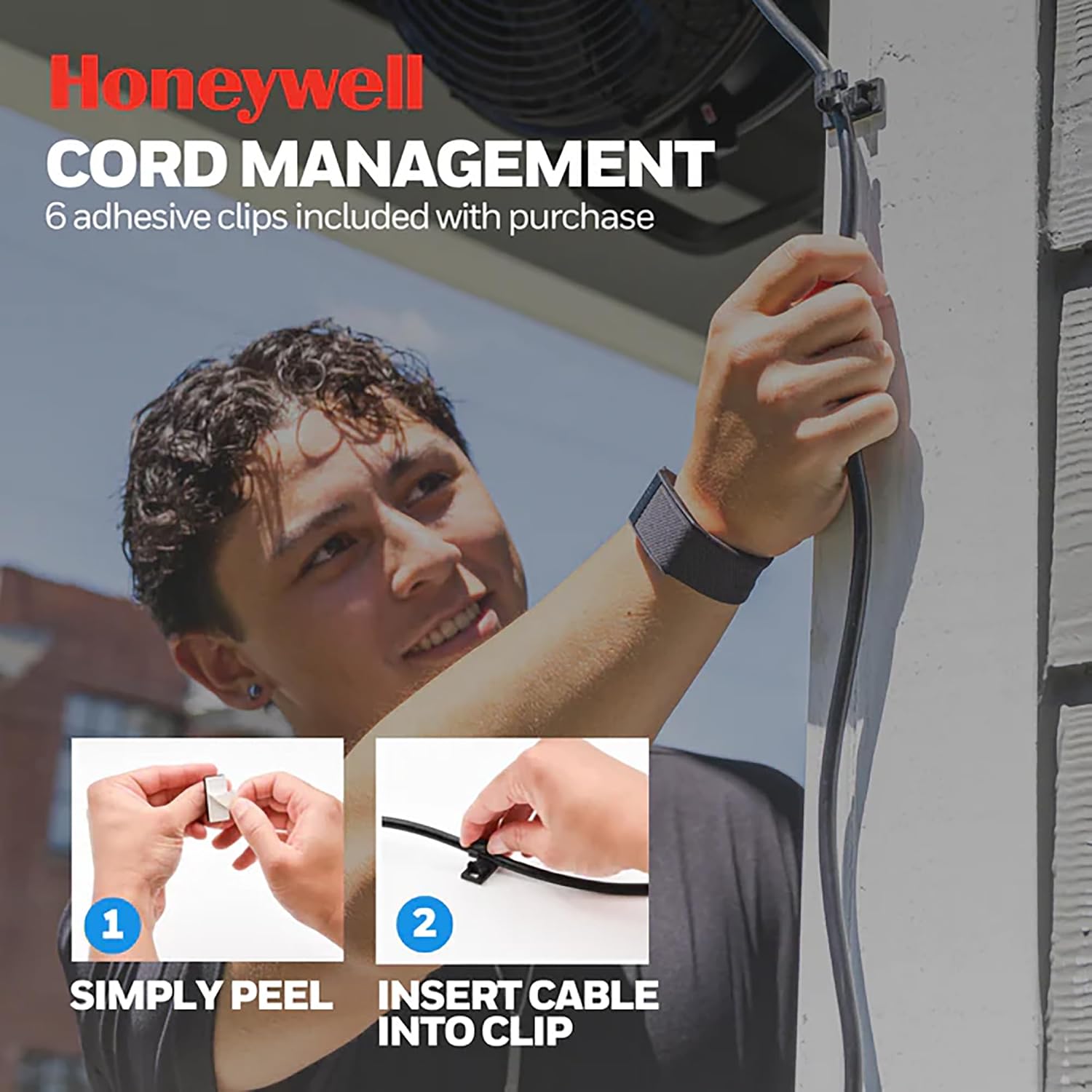 Honeywell Outdoor Wall Mount Oscillating Wet Rated Fan, Strong Airflow, 3 Speeds, 300 Degree Oscillation, 8 Foot Corded Electric, Matte Black