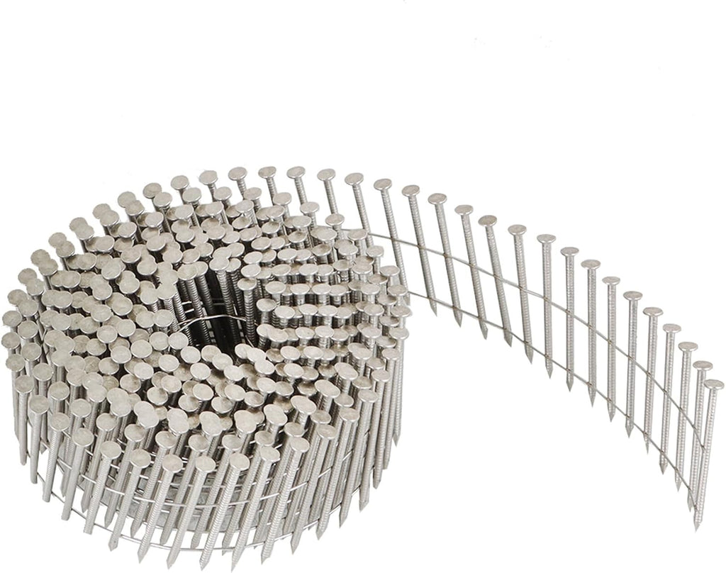 3600 Count 2in 15 Degree Coils 0.09in Ring Handle 304 Stainless Steel Wall Nail for Cement Board Siding