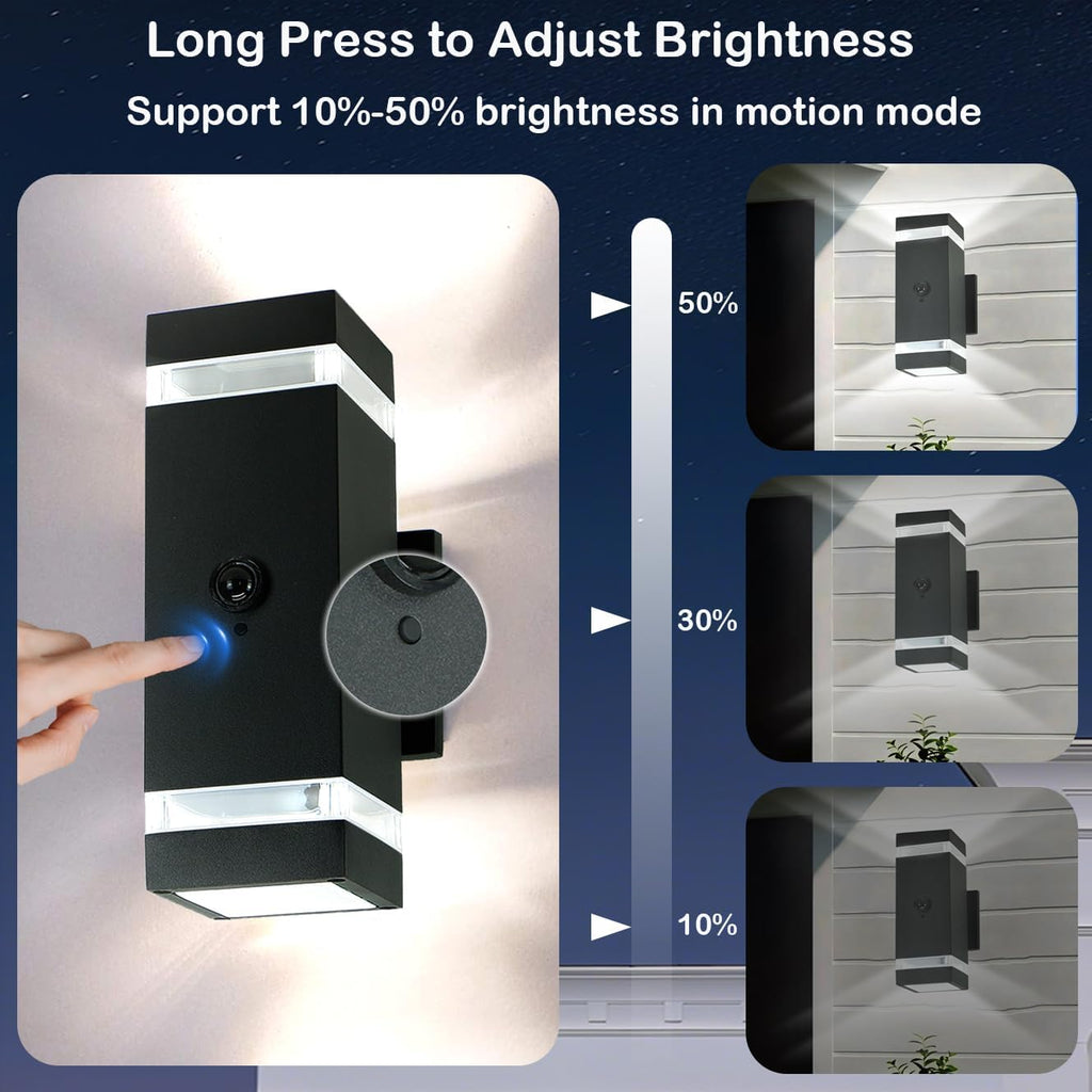 iYogaled Motion Sensor Outdoor Wall Lights with 3 Lighting Modes, Dusk to Dawn Porch Light with Bulbs Include, IP65 Waterproof Modern Black Wall Sconce for Patio, Garage, Front Door