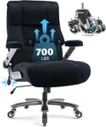Big and Tall Office Chair 700lbs- Executive Desk Chair with Adjustable Lumbar Support 3D Flip UP Arms- Heavy Duty Quiet Wheels Metal Base Ergonomic Computer Chairs, Black