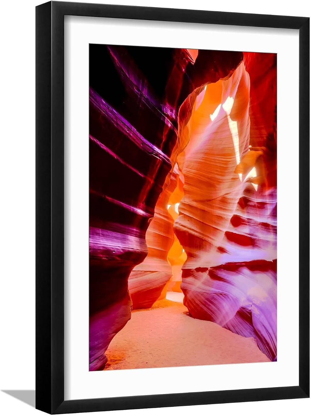 ART.COM Framed Wall Art Prints Arizona, Page, Upper Antelope Slot Canyon. Canyon Scenic by Jaynes Gallery, Scenic Decor, 12' x 18', Black Frame with White Mat