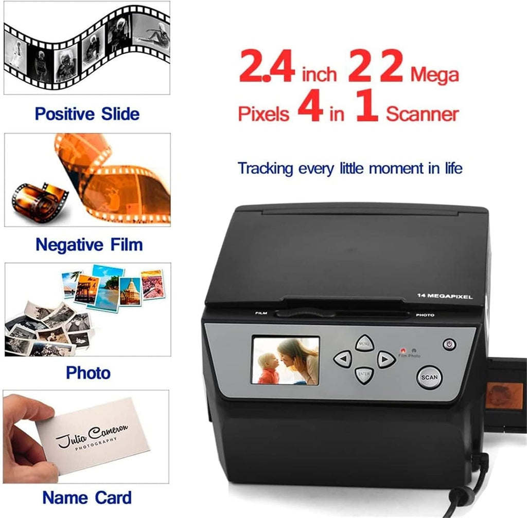 Digital Film Scanner, Digital Film and Slide Scanner, 22MP All in One Film and Slide Scanner, Film and Slide Scanner Convert 135 Film/35mm Slide/110 Film