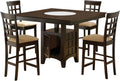 Coaster Home Furnishings - Gabriel - 5-Piece Counter Height Dining Set - Square Wood Table with Storage & 4 Upholstered Lattice-Back Chairs - Dining Room & Kitchen - Cappuccino - 100438-S5