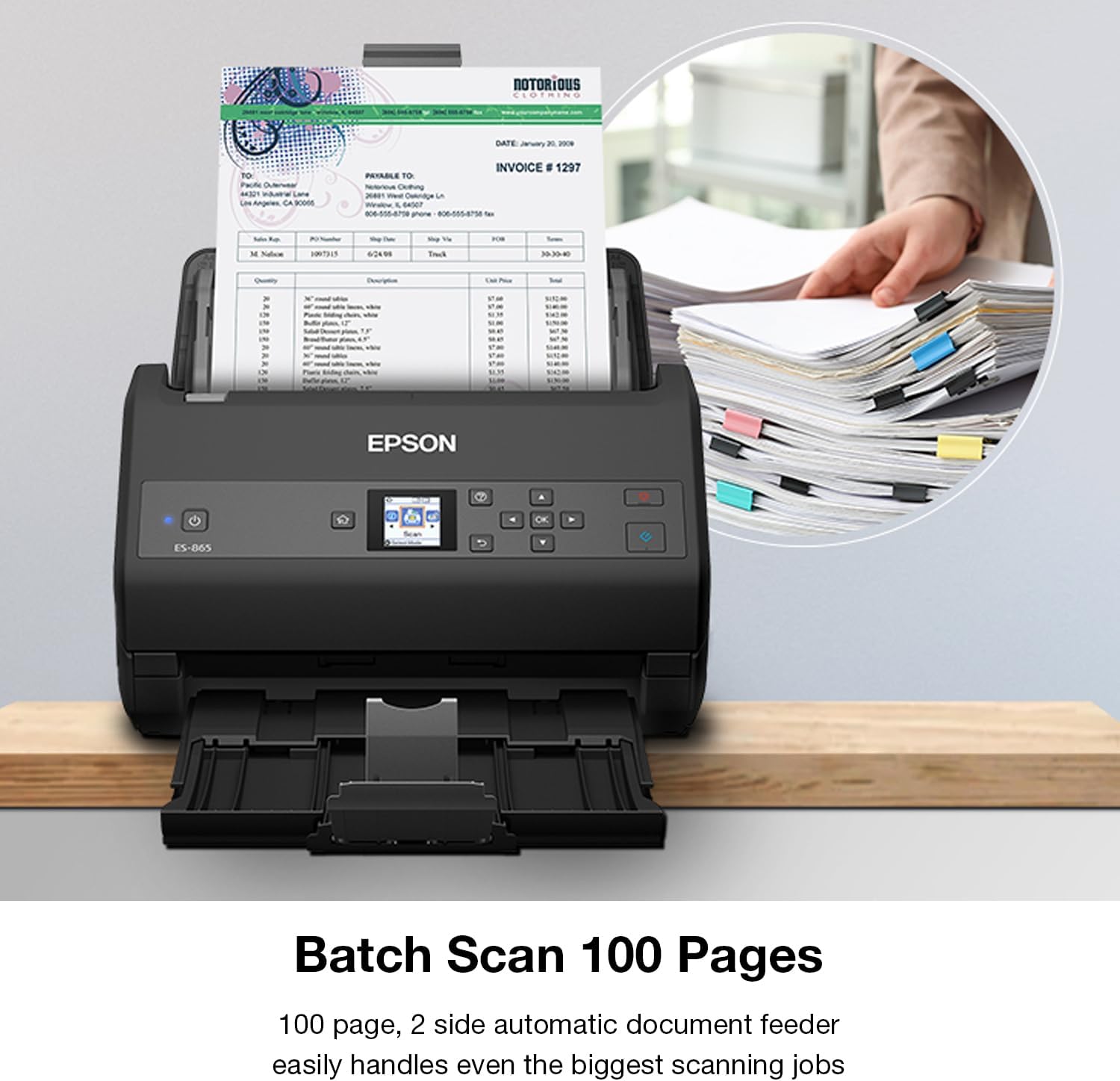 Epson Workforce ES-865 High Speed Color Duplex Document Scanner with Twain Driver