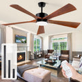 60 Inch Low Profile Ceiling Fan with Light, Modern Farmhouse Outdoor Ceiling Fans for Patio with Remote, Flush Mount Quiet Reversible Ceiling Fan for Bedroom Kitchen Gazebo