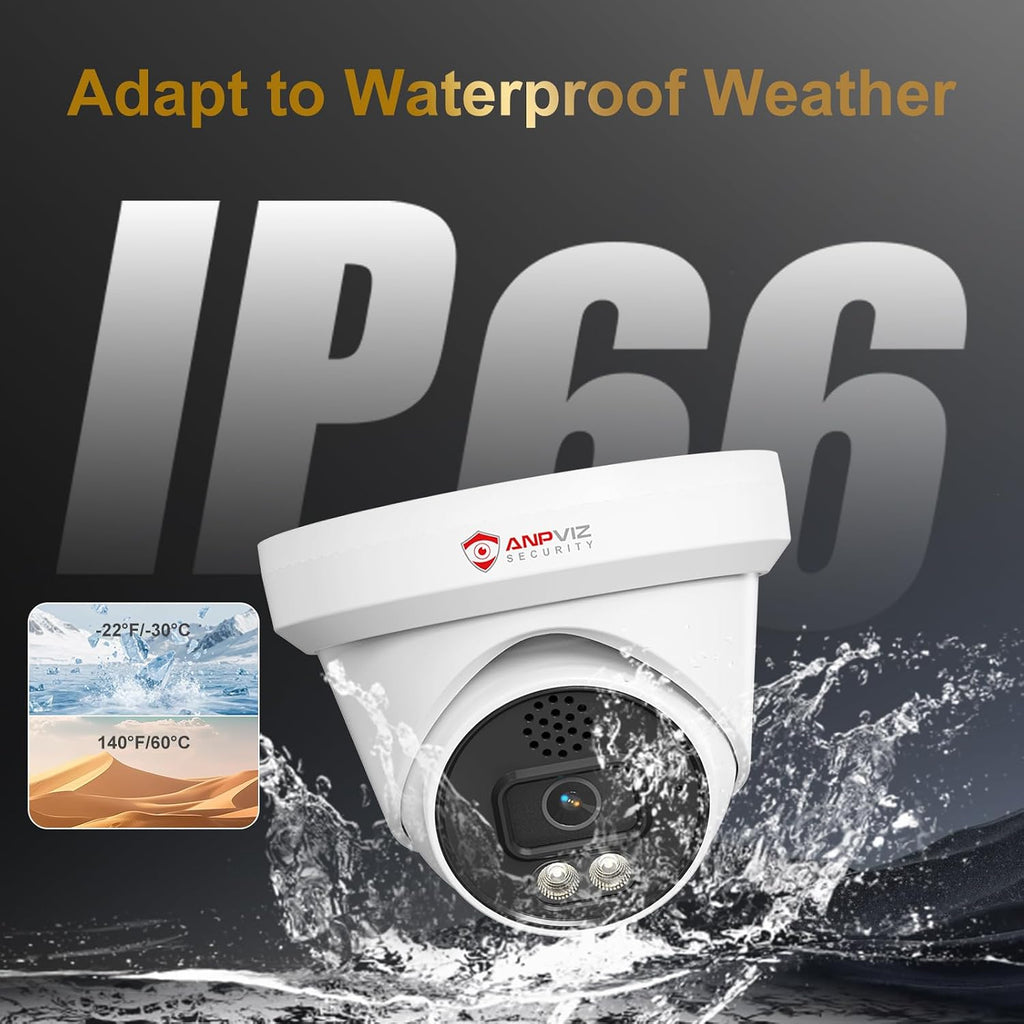 [Active Deterrent] - Anpviz 16 Channel 4K PoE Security Camera System with Two Way Audio, AI Human Vehicle Detection,12x 8MP Wired IP Turret Cameras Outdoor, 16CH 12MP PoE NVR with 4TB HDD for Business