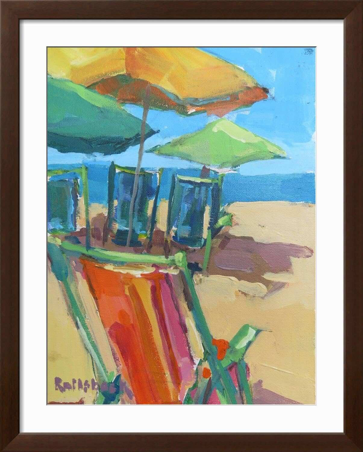 ART.COM Wall Art Print Beach Days on Brown Frame by Page Pearson Railsback, 32' x 40'