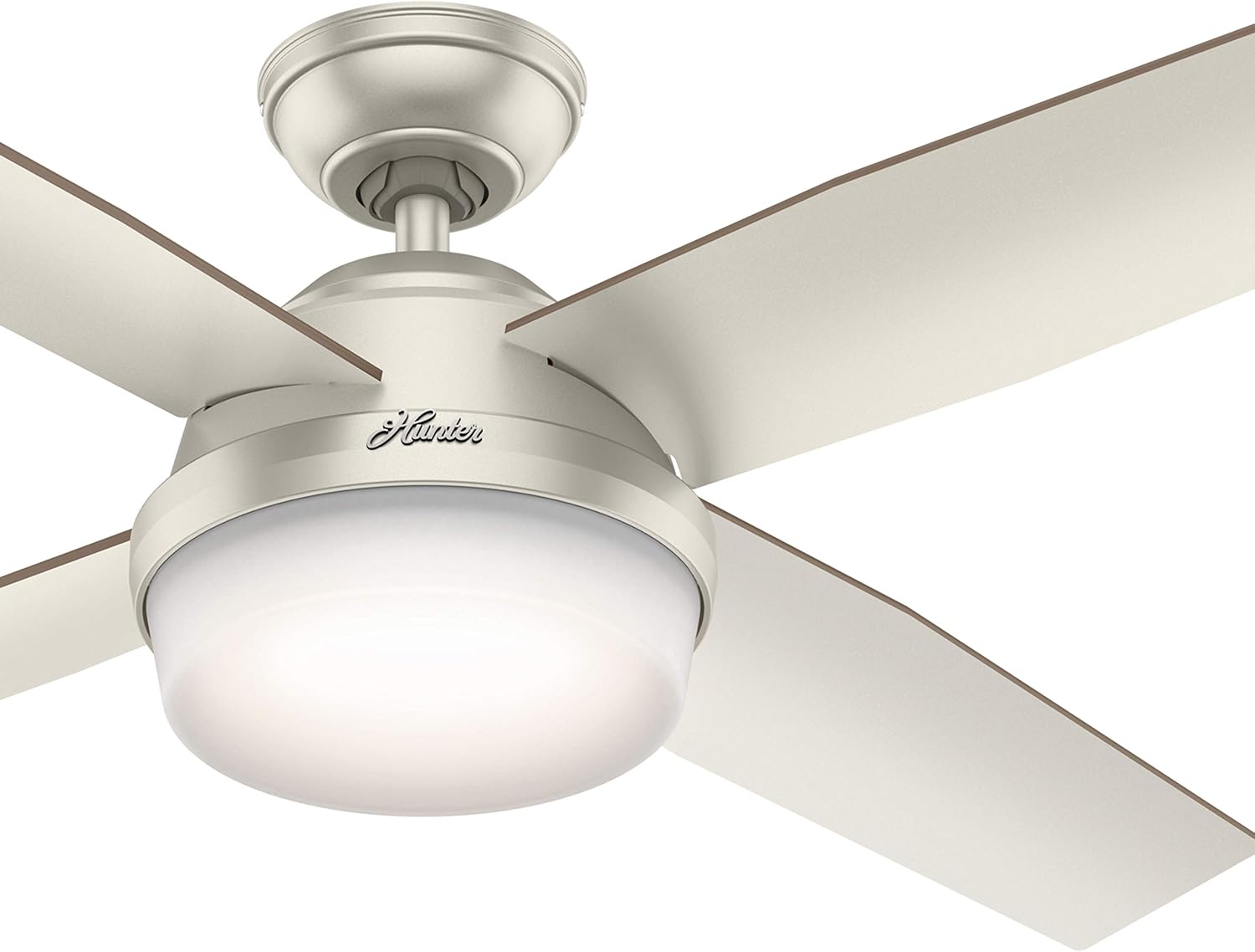 Hunter Fan 52 inch Contemporary Matte Nickel Indoor/Outdoor Ceiling Fan with LED Light Kit and Remote Control (Renewed)
