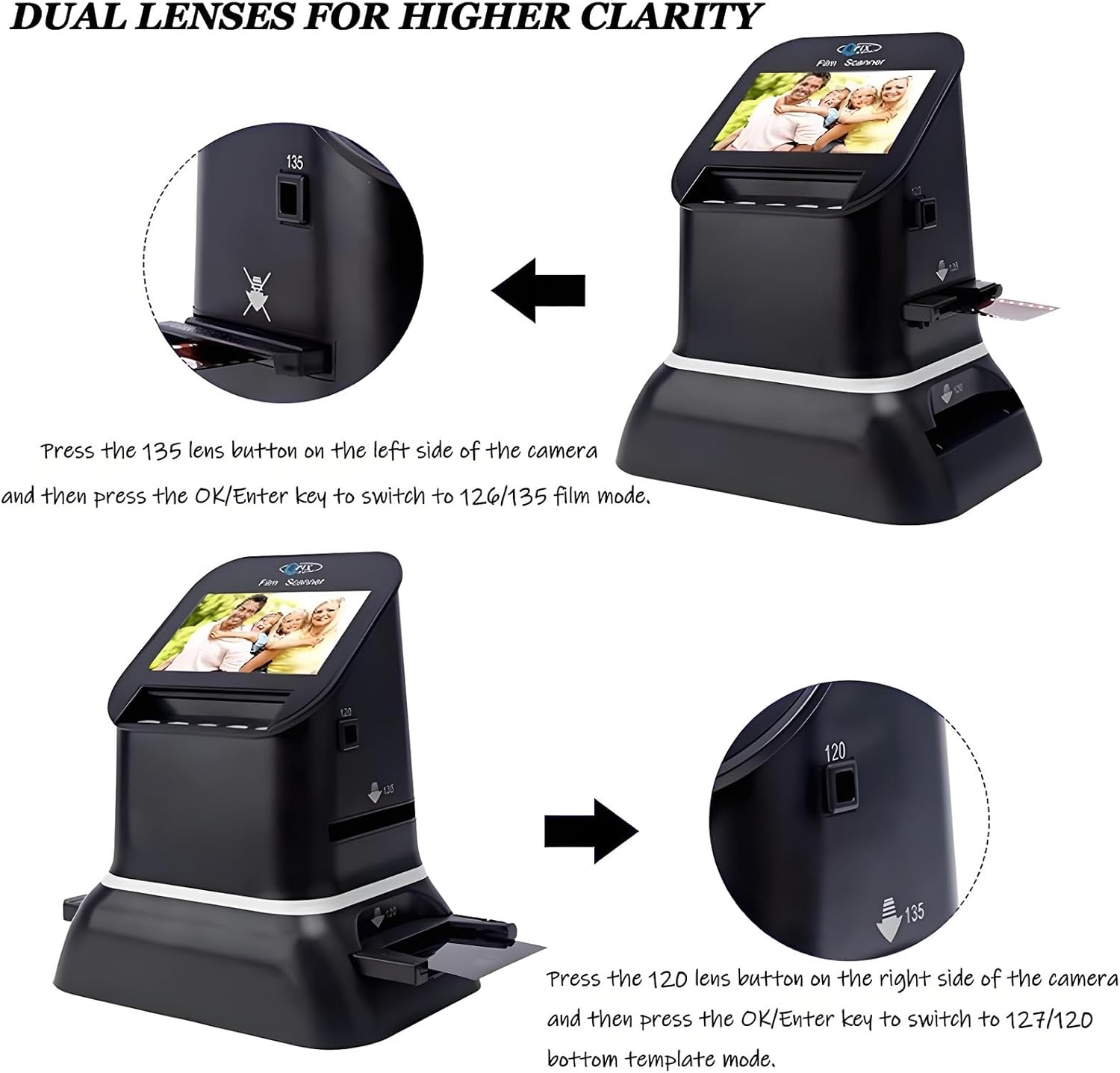 120 Film and Slide Scanner with 4.3' LCD Screen - High-Resolution 22 MP Digital Film Converter for Photo and Negative Scanning
