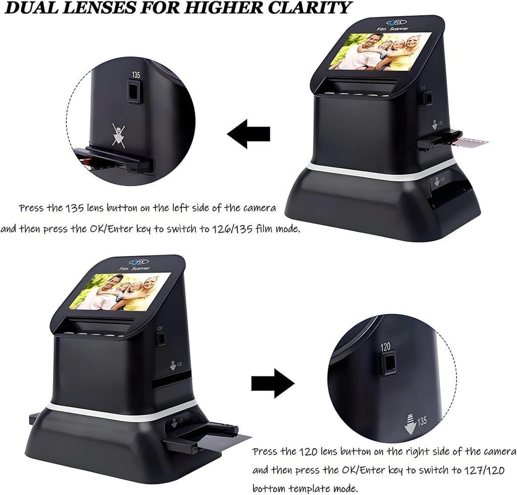 Film and Slide Scanner with Large 4.3' LCD LCD Screen, 120 Film Scanner 22 Mega Pixels Slide Negative Photo Scanner Digital Film Converter