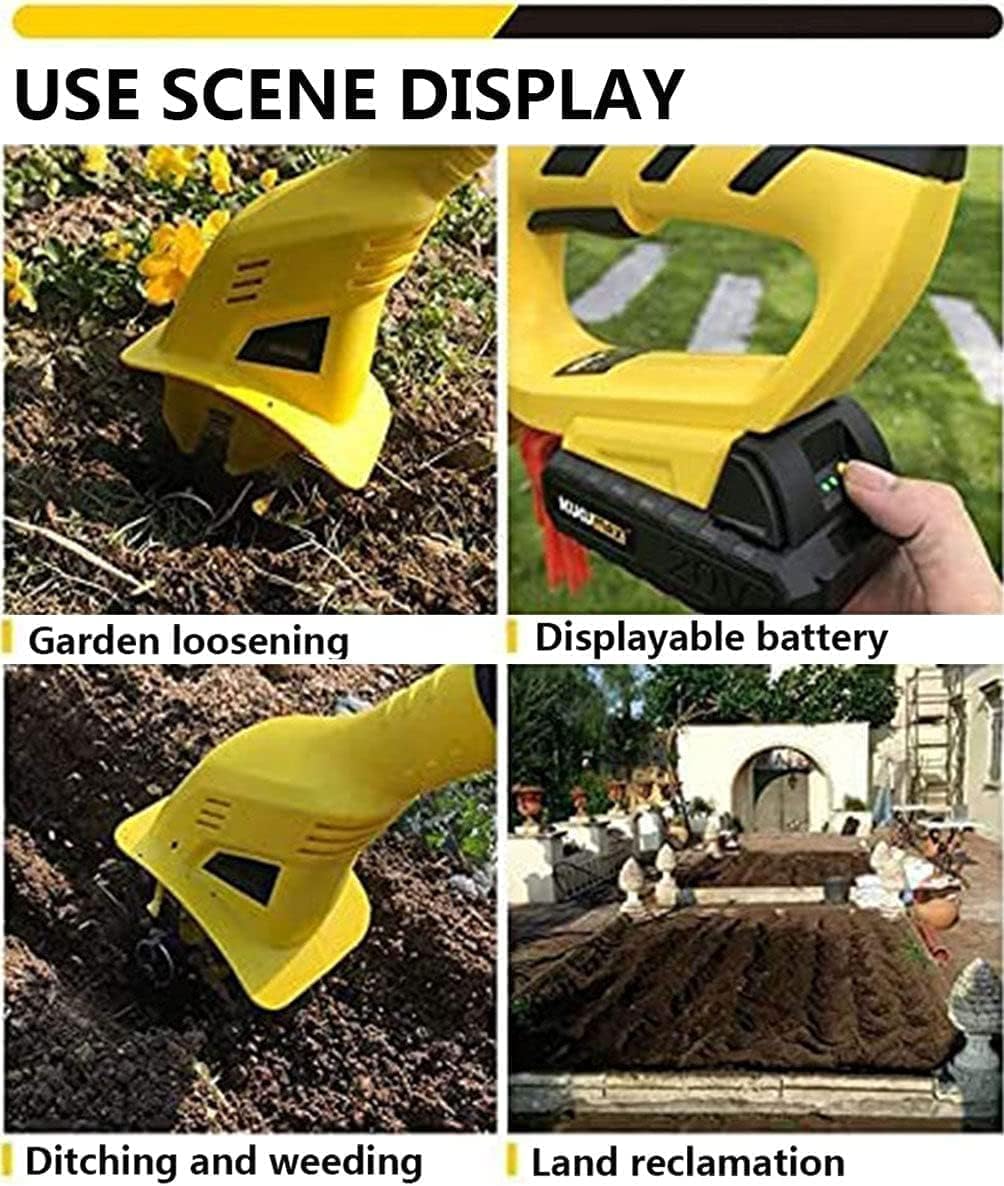 LXXW Electric Tiller Handheld 20V Lithium Microtiller Loosener Agricultural Tiller Home Use Small Electric Hoe Rototiller Electric Cultivator