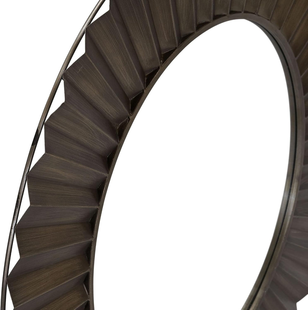 Household Essentials Round Metal Frame Decorative Sunburst Wall Mirror, Bronze