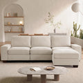 TEKAMON 100' Modular Sectional Sofa with Seats Storage, L Shaped Couch with Movable Ottoman for Living Room, Couch with Chaise, Solid Wood Frame, Spring Cushions, USB Port, Removable Covers, Beige
