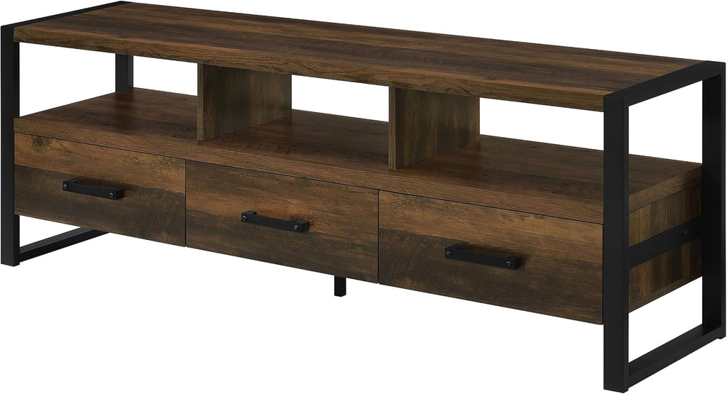 Coaster Home Furnishings - James - Engineered Wood - 60-Inch 3-Drawer TV Stand and Black Metal Finish - Living Room - Dark Pine - 704282