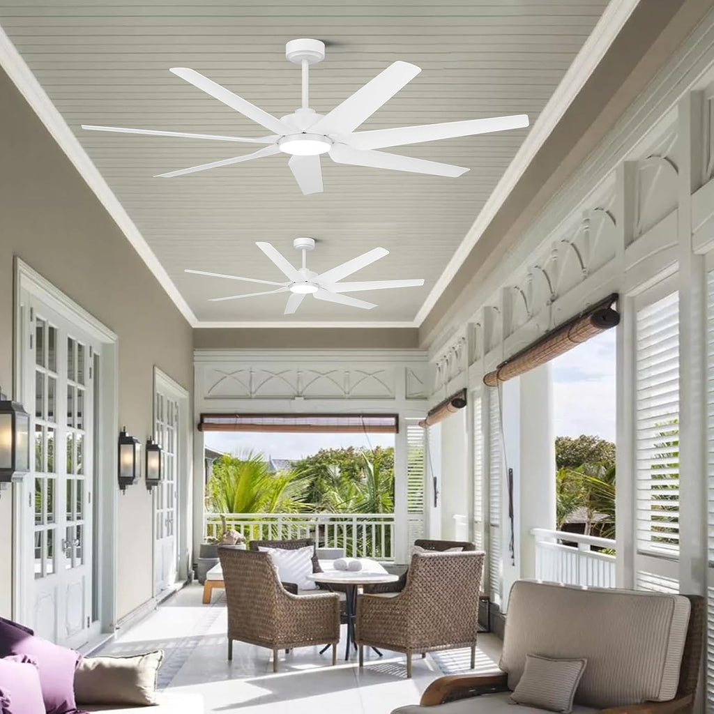 Smart Outdoor Ceiling Fan for patio with Lights Wet Rated, 65 inch High CFM Modern White Ceiling Fan with Alexa/Remote/App Control, Waterproof outdoor Fan for Living Room Exterior Porch Gazebo Garage