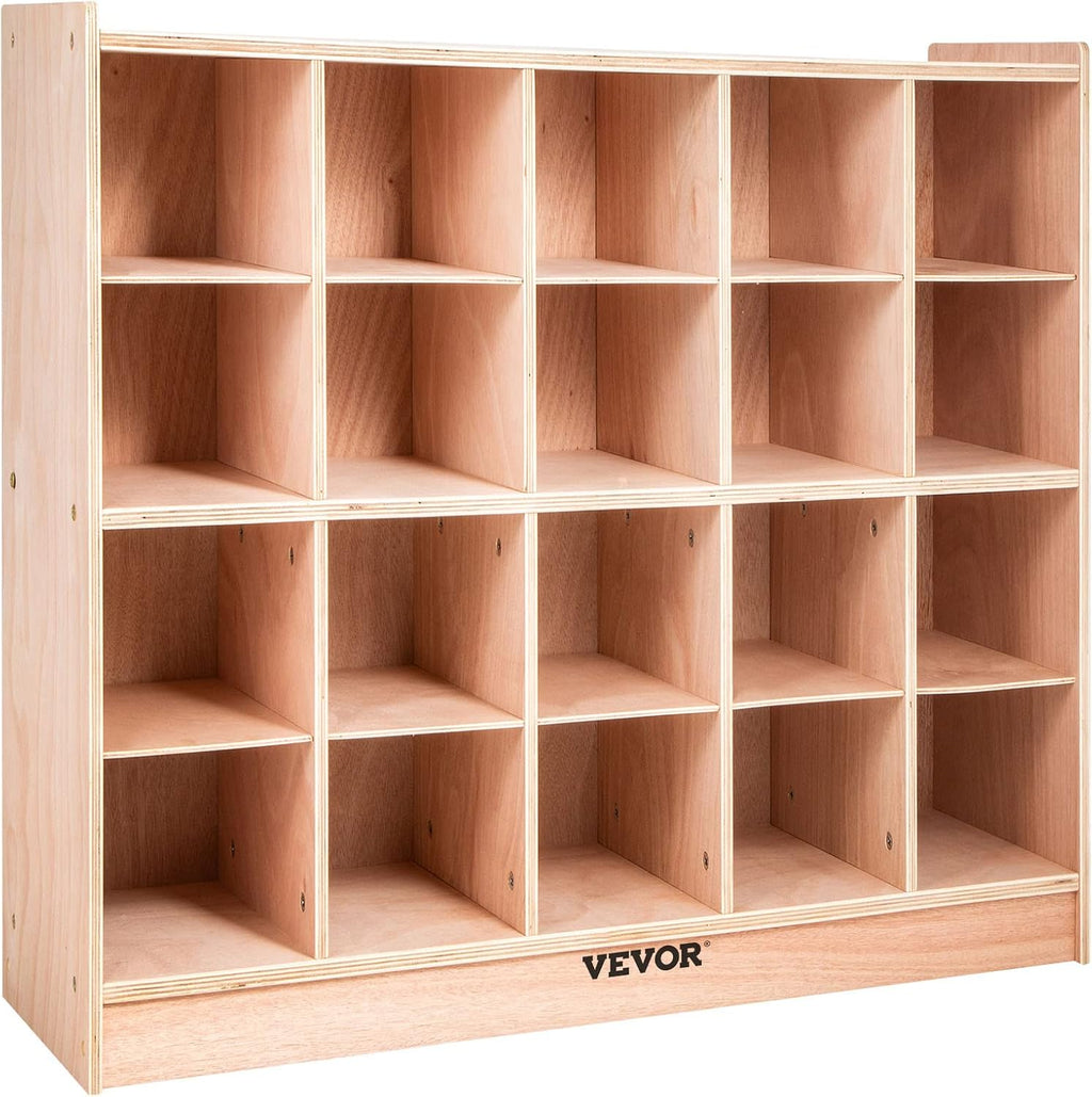 Happybuy 20-Section School Storage Locker, Wooden Storage Cabinet with 4 Casters, Classroom Cubbies for Storage, 15mm Thick Plywood Locker for Home, Office, School, Gym, Kindergarten