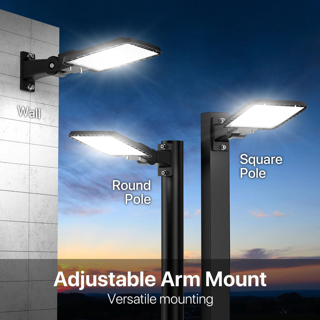 Kifflux Led Parking Lot Light Outdoor Wall Mount 2Pack 150W Parking Lot Lights Commercial 120V 5000K Street Area Lighting 120V LED Shoebox Lights with Dusk to Dawn for Yard,Garage, Roadways