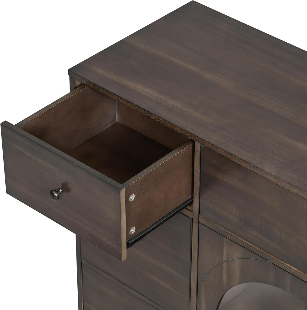 Christopher Knight Home Mia Modern Storage Cabinet with Doors and Drawers, Wooden Sideboard Cabinet with Adjustable Shelf, Freestanding Buffet Cabinet with Storage for Dining Room, Dark Brown