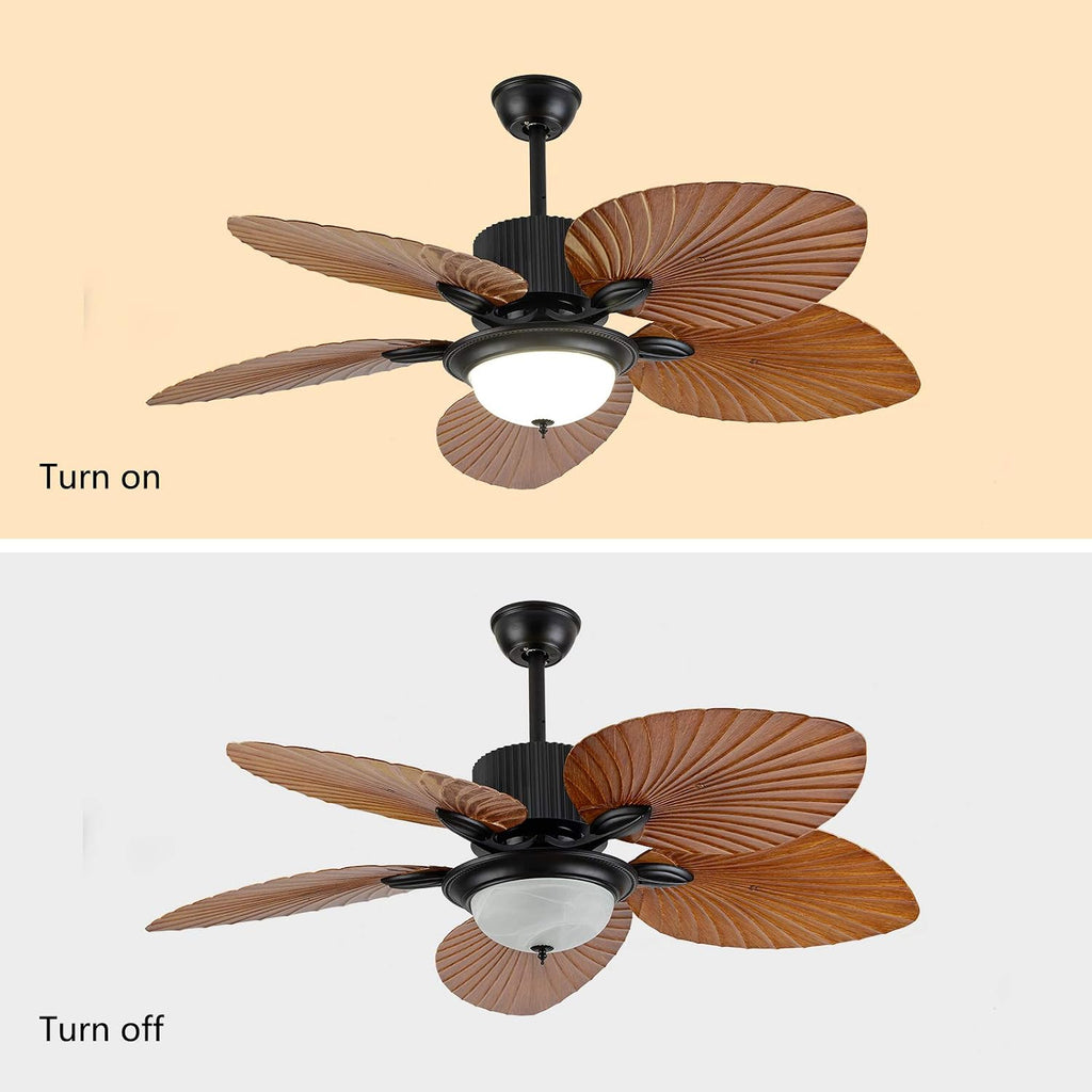 52' Palm Island Bali Ceiling Fan, Outdoor Ceiling Fan Remote Control with 5 Oil Brushed Bronze Palm Leaf, Farmhouse Ceiling Fan for Living Room/Dining Room/Hall (52 Inch B)