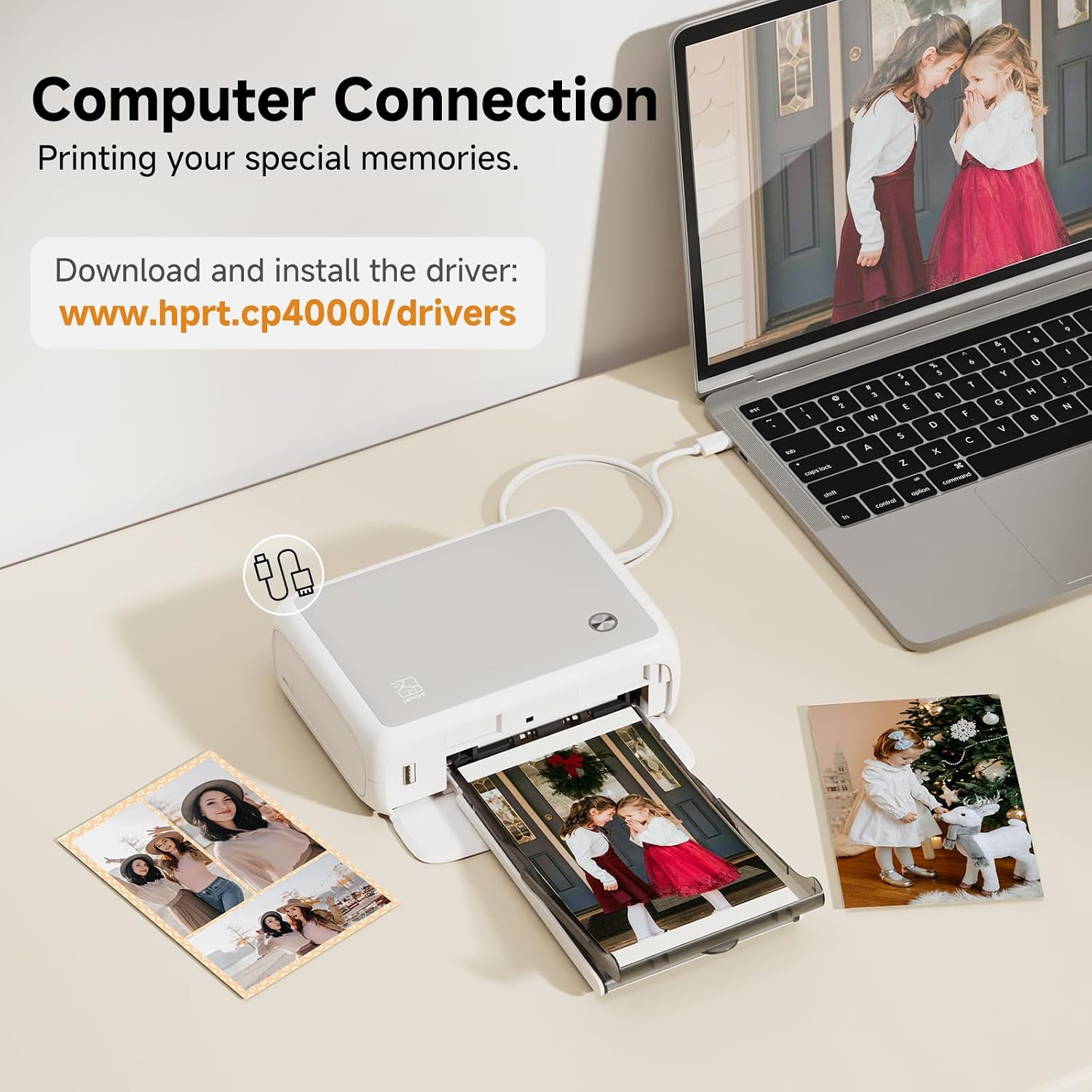 HPRT 4x6 Photo Printer, Full Color Photo Printer for Phone/Laptop/MacBook, Support Wi-Fi Connection, AR Video Printing, Thermal Dye Sublimation (10 Sheets Photo Paper Included)