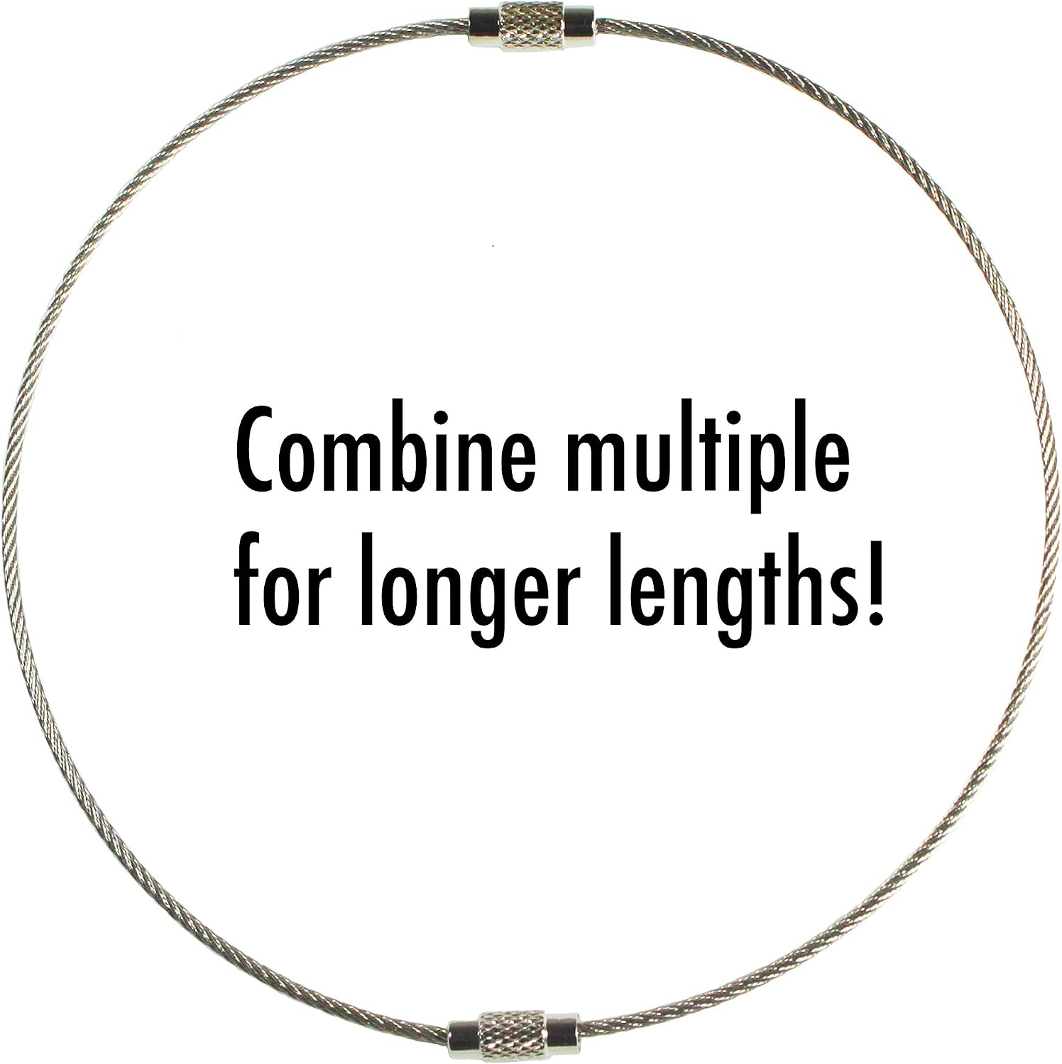Millennial Essentials Stainless Steel Wire Keychains 1.5mm 6.3 Inches Aircraft Cable Key Ring Loops for Hanging Luggage Tags or ID Tags (5000 Pack)