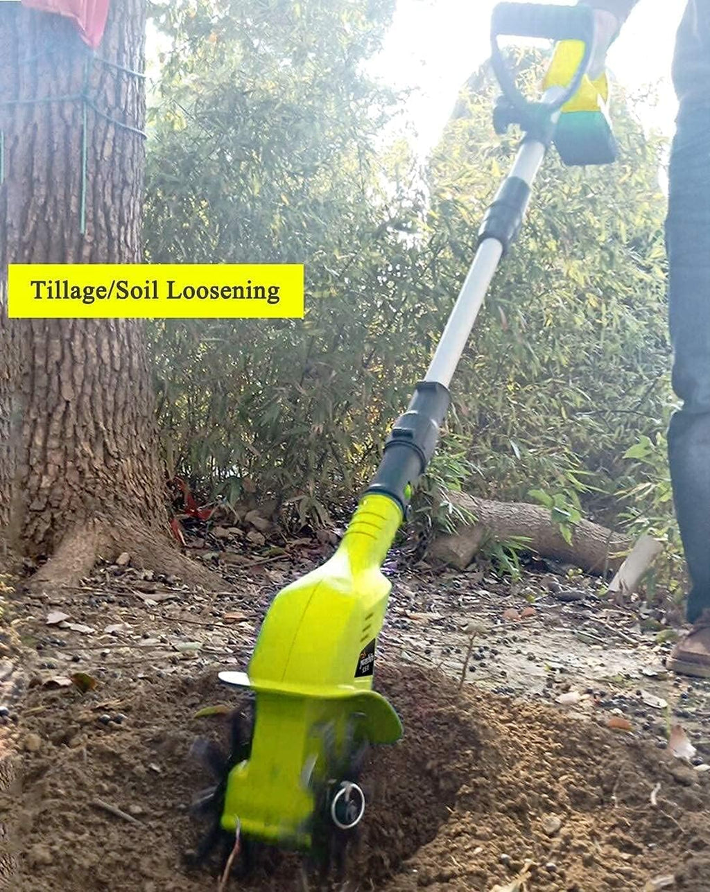 20V Cordless Electric Scarifier Handheld Rotavator Portable Electric Tiller with Rechargeable Battery, 16cm Working Depth, for Gardens