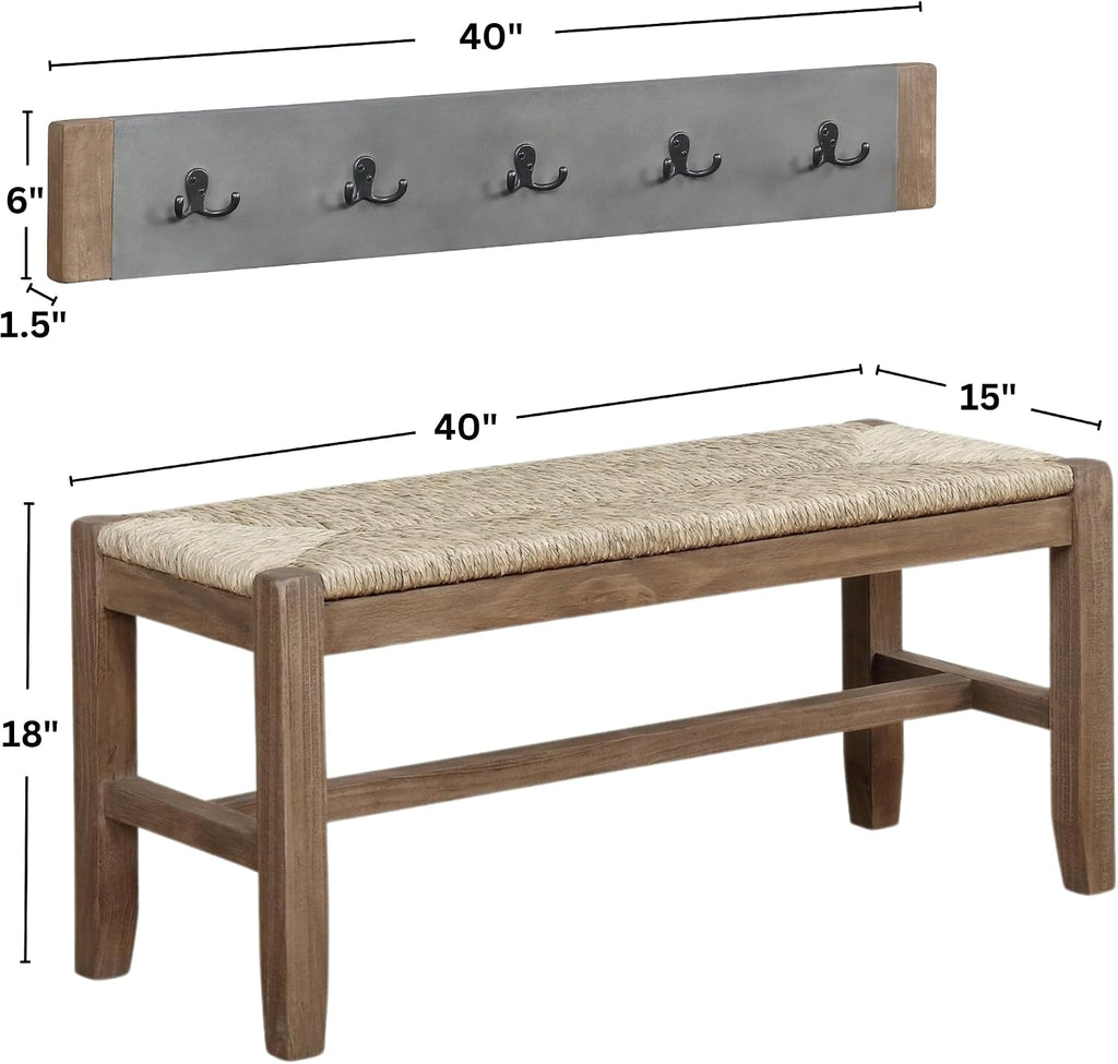 Alaterre Furniture Newport Coat Hook, Concrete Gray
