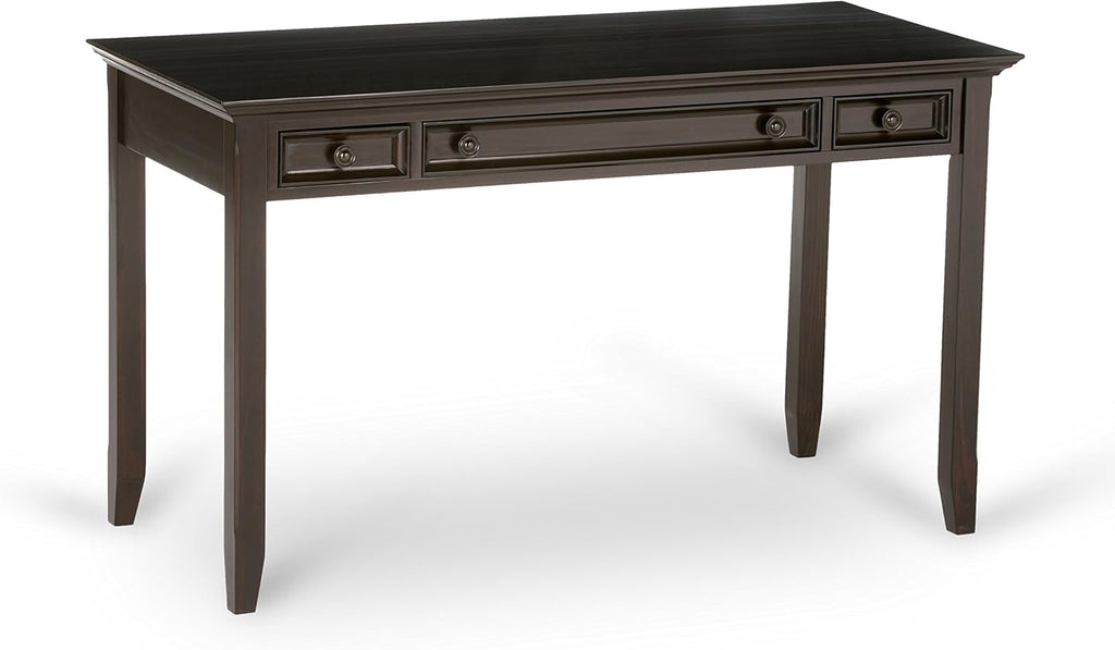 SIMPLIHOME Amherst Desk and Bookcase Bundle - 54 inch Wide Solid Wood Desk with Drawers and 30 inch Wide 5-Shelf Bookcase in Hickory Brown, Transitional Home Office Furniture (Set of 2)