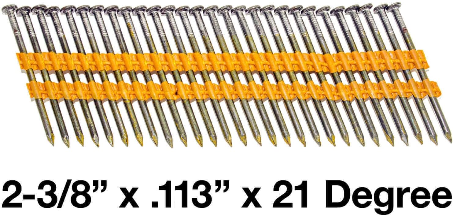2-3/8' x .113 (8d) 21 Degree Plastic Collated Framing Nail in Plastic Strip - Full Box ~5000 Nails