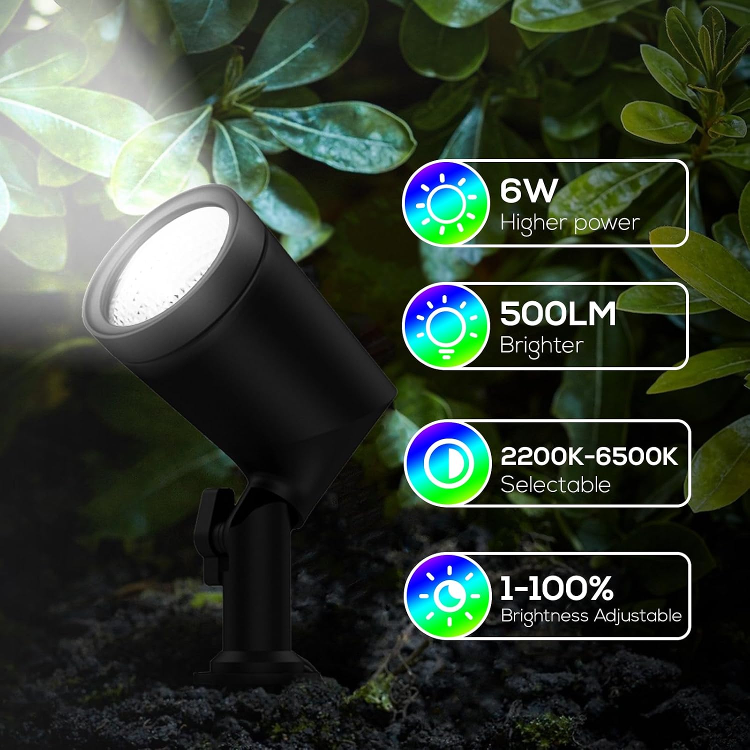ZYAN 8 Pack Smart Landscape Lights, Color Changing Landscape Spotlights, App Control & Remote Control, Compatible with Alexa